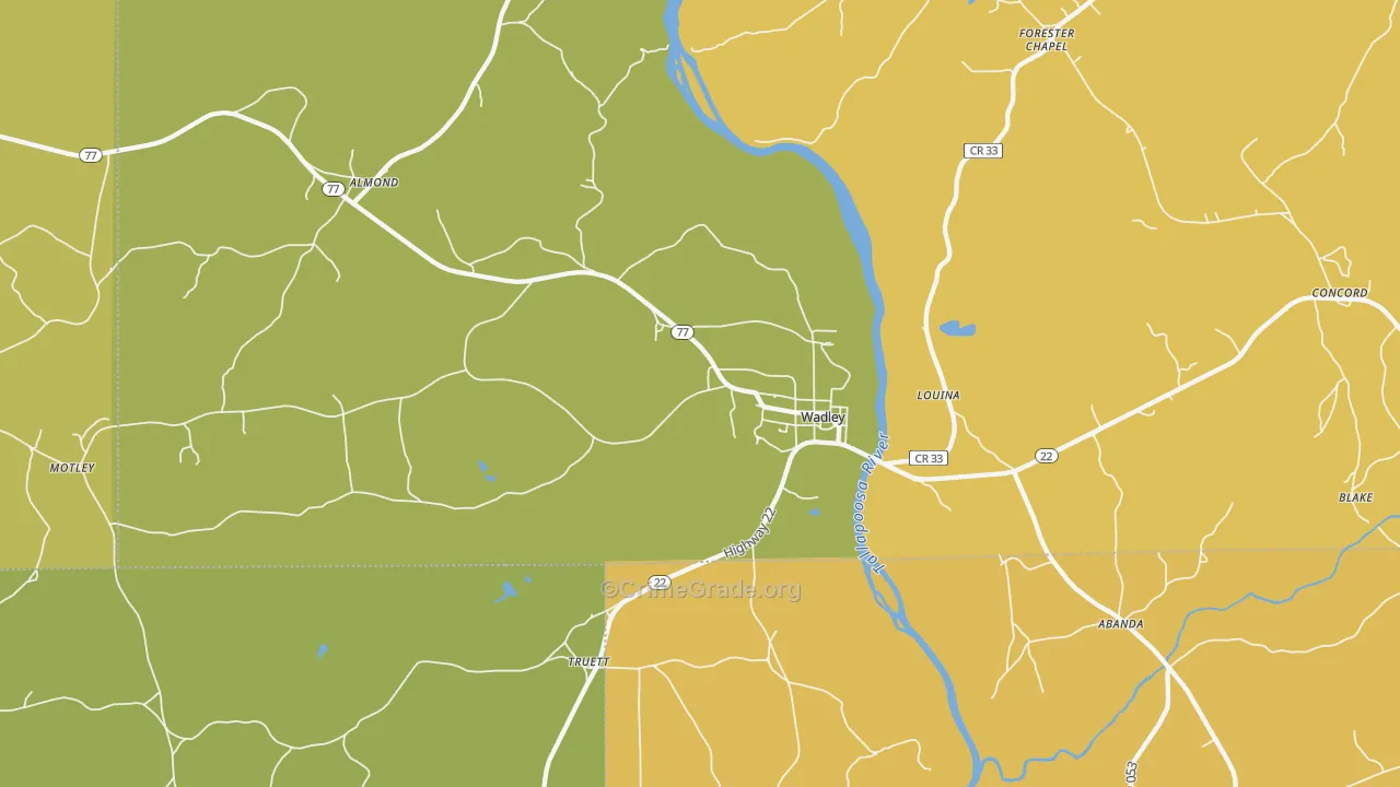 Dickert, AL Map of Burglary Rates