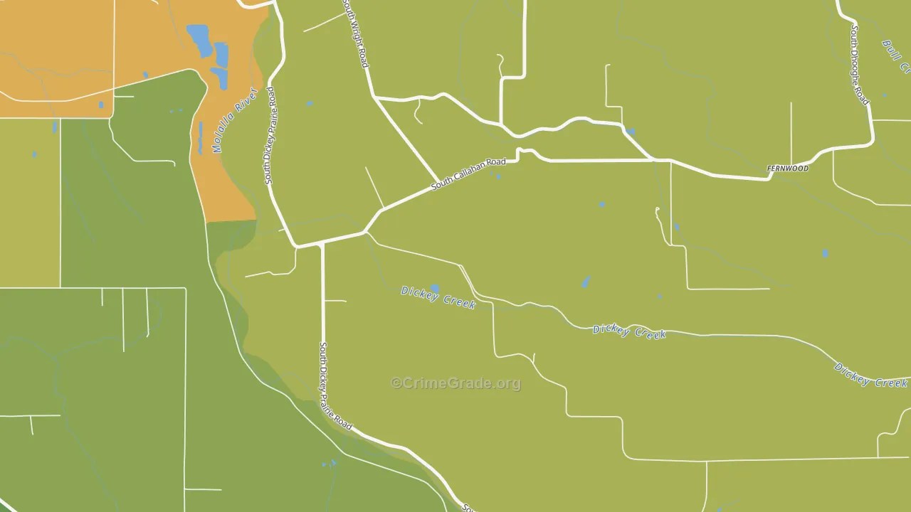 Dickey Prairie, OR Map of Burglary Rates