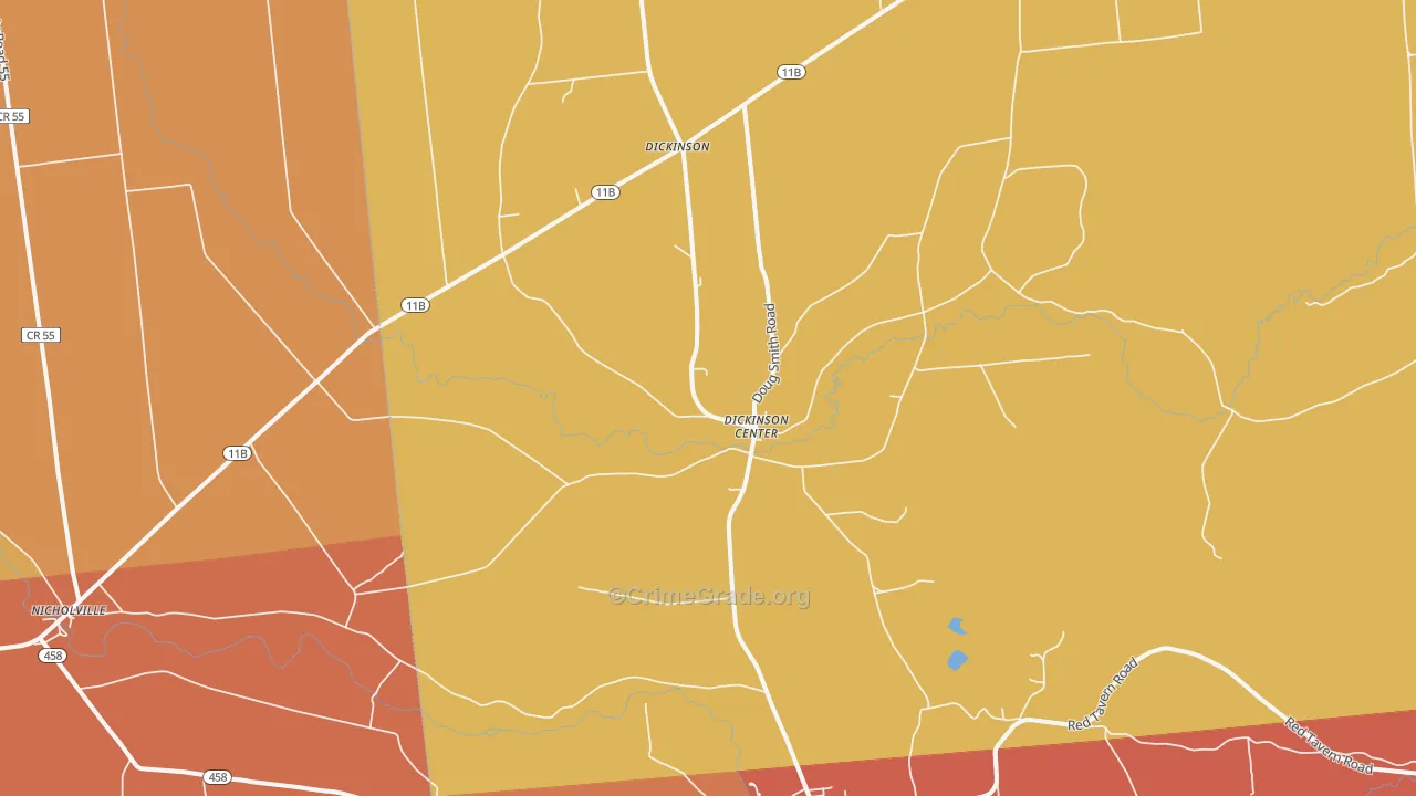 Dickinson Center, NY Map of Burglary Rates