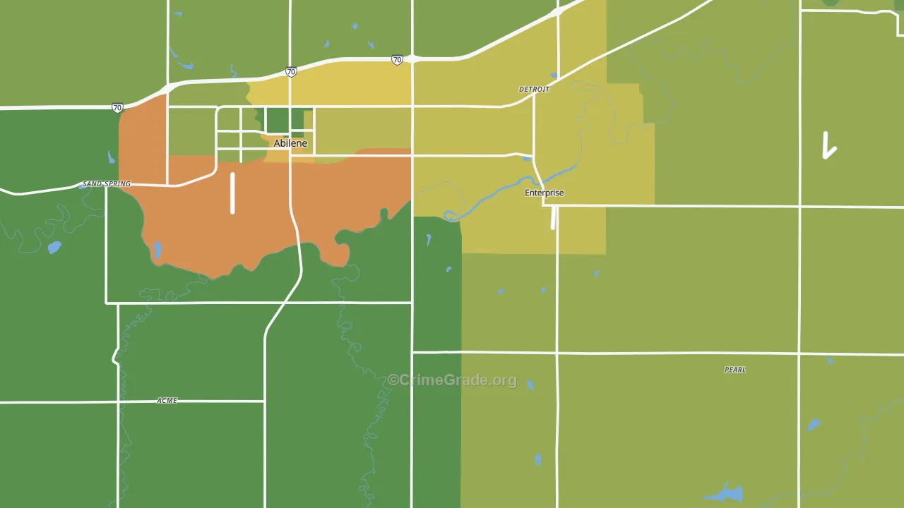 Dickinson County, KS Map of Burglary Rates