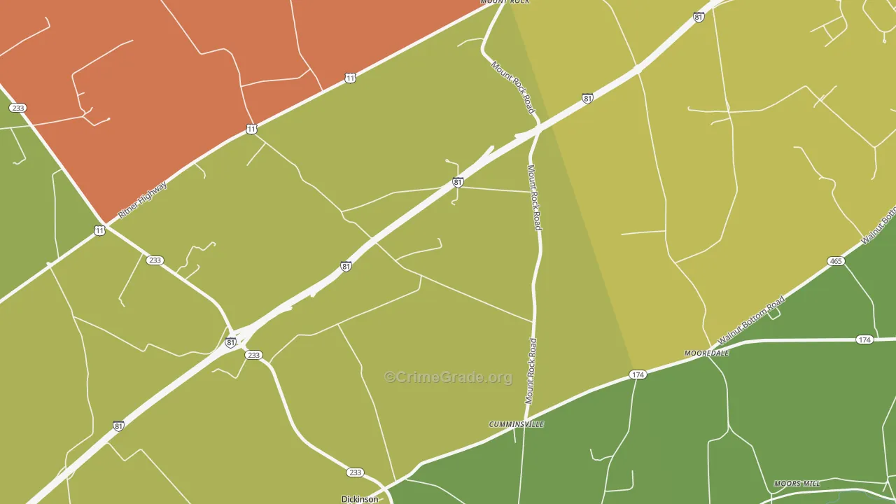 Dickinson, PA Map of Burglary Rates