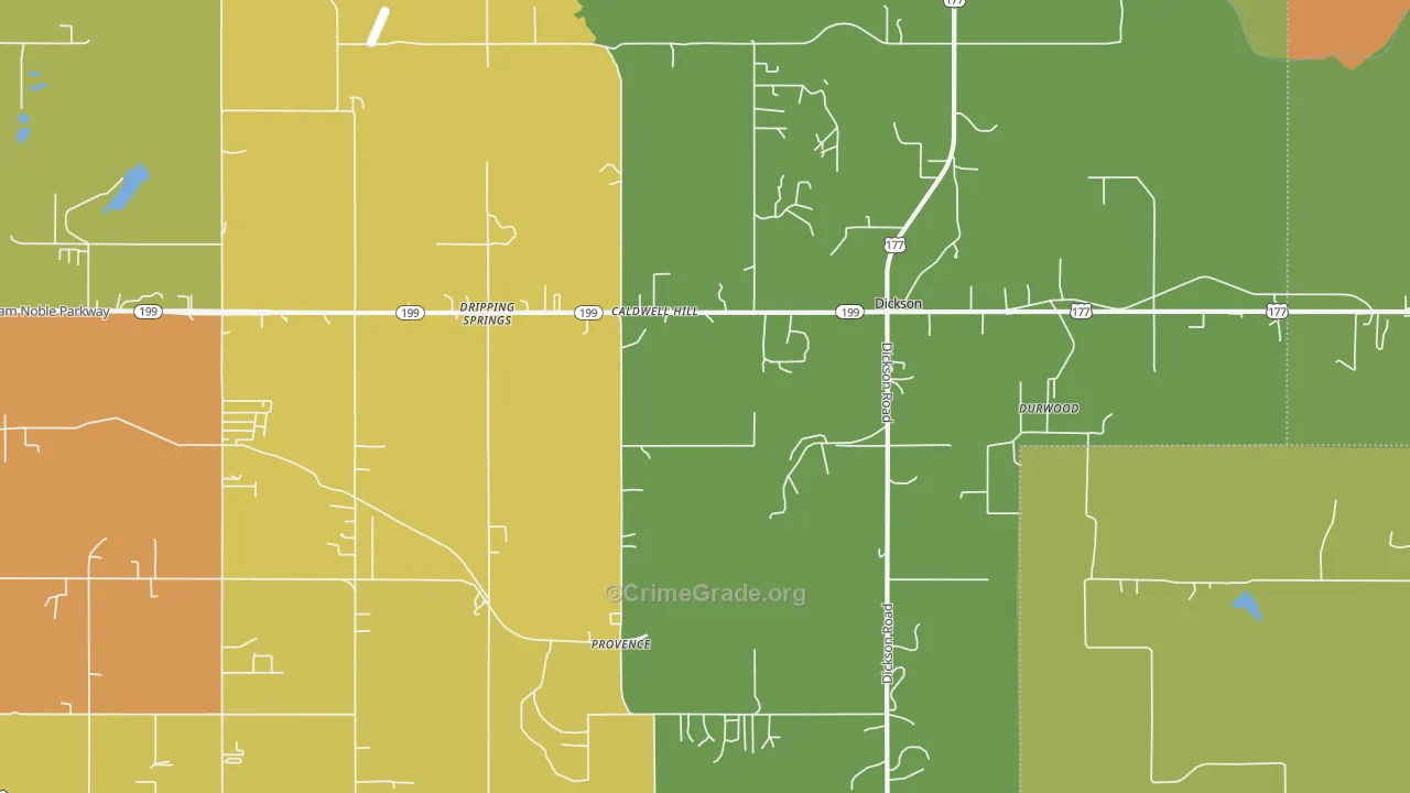 Dickson, OK Map of Burglary Rates