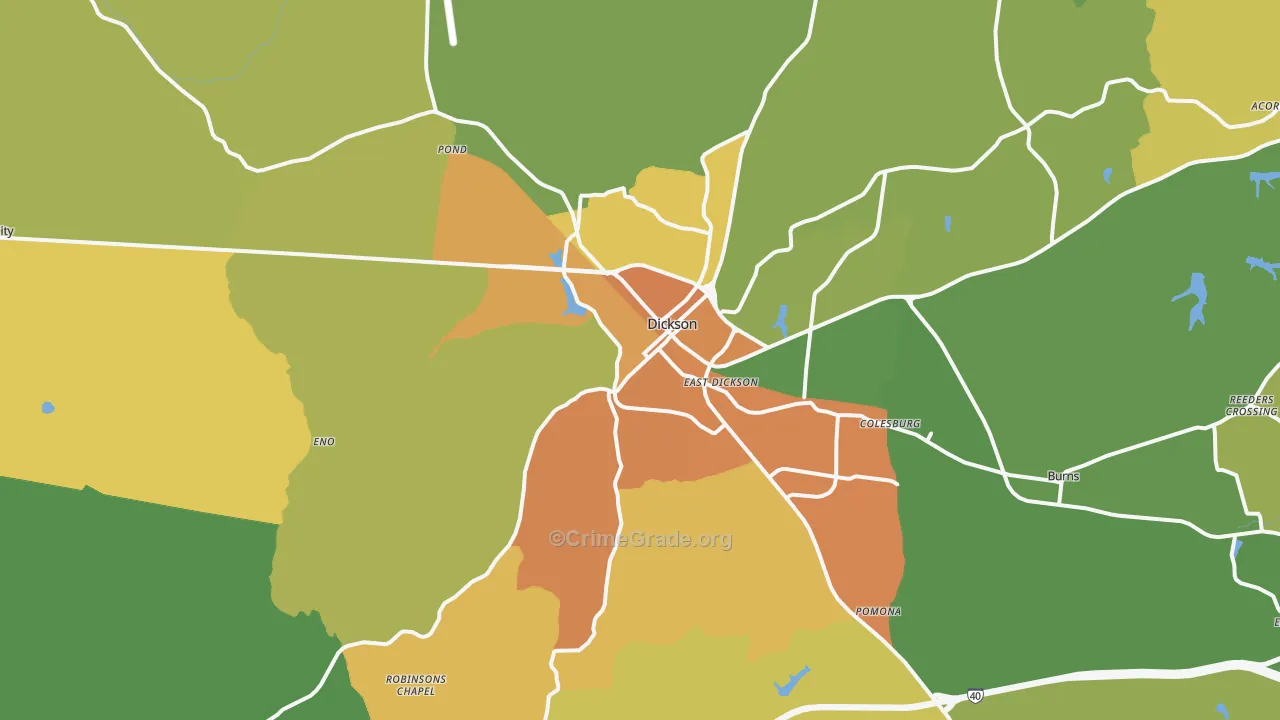 Dickson, TN Map of Burglary Rates