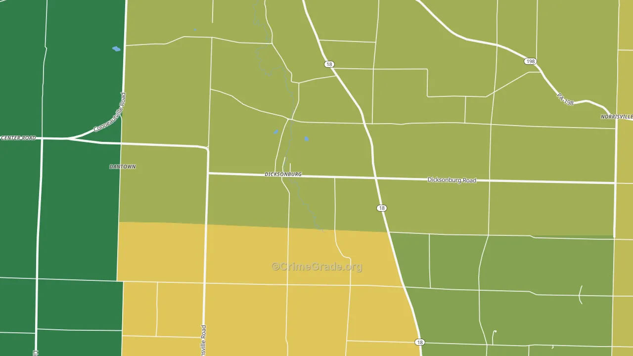 Dicksonburg, PA Map of Burglary Rates