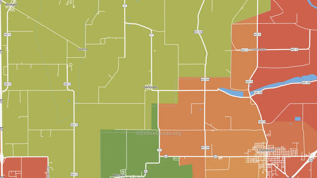 Diehlstadt, MO Map of Burglary Rates