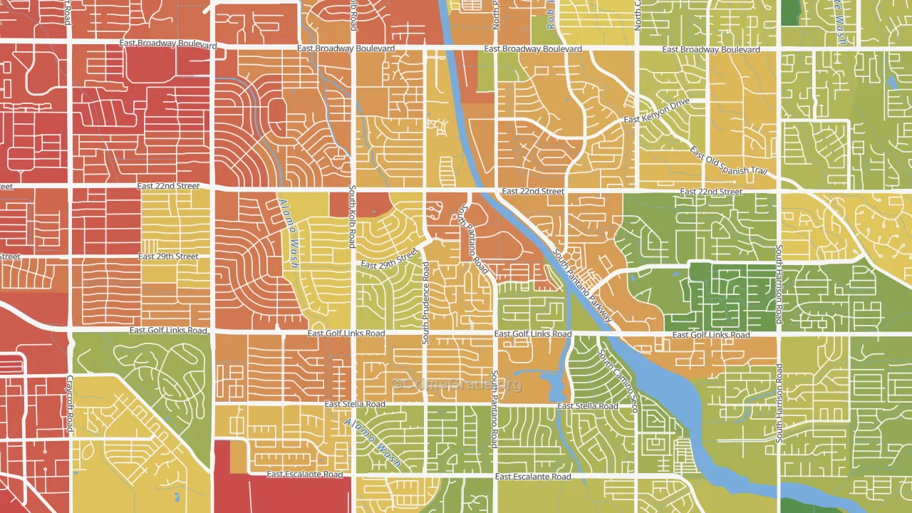 Dietz, Tucson, AZ Map of Burglary Rates