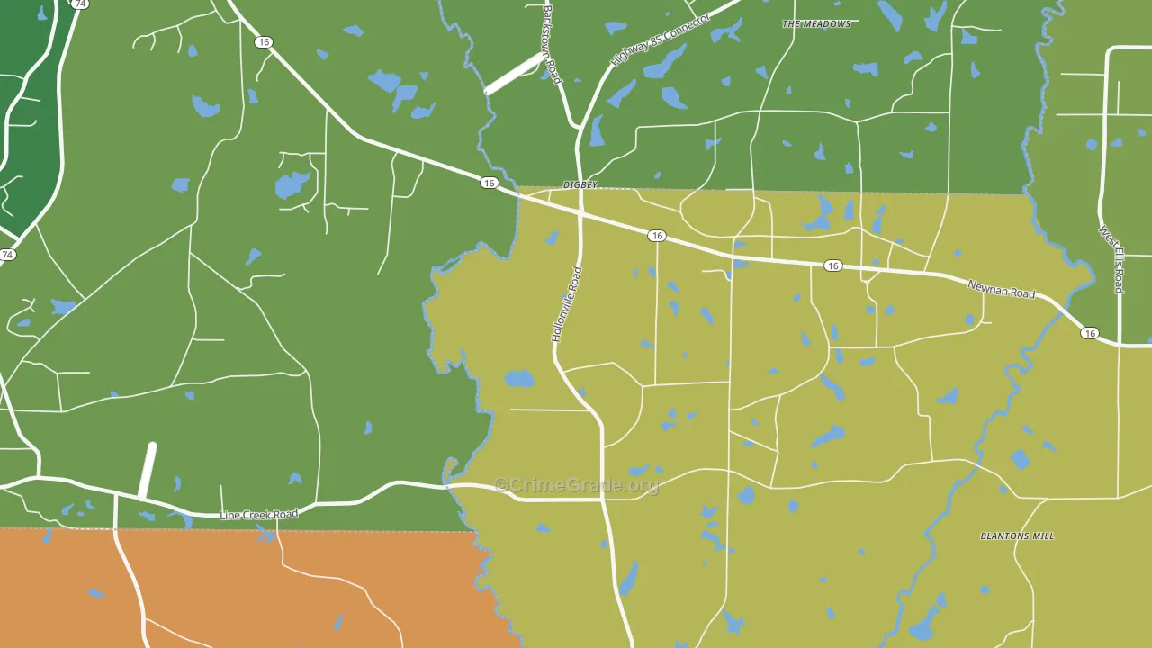 Digbey, GA Map of Burglary Rates