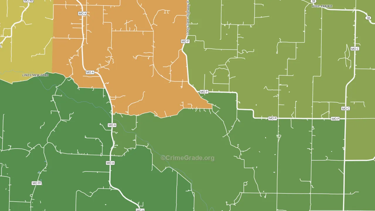 Diggins, MO Map of Burglary Rates