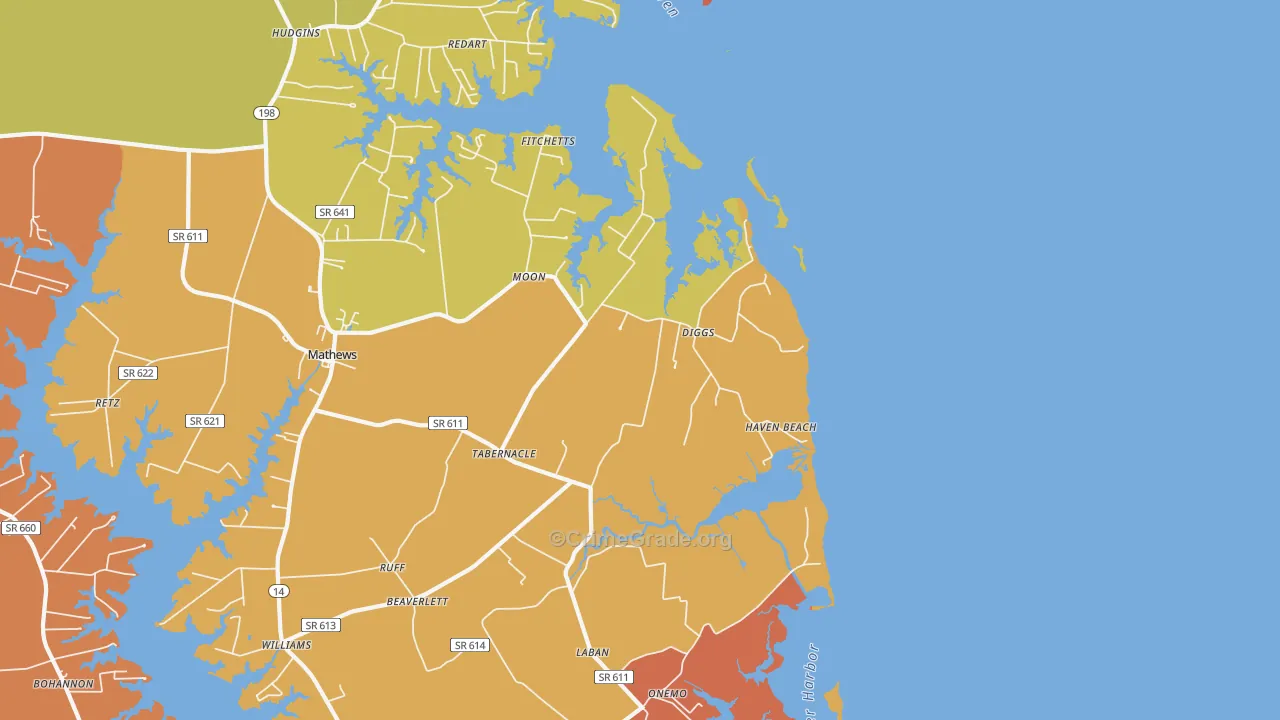 Diggs, VA Map of Burglary Rates