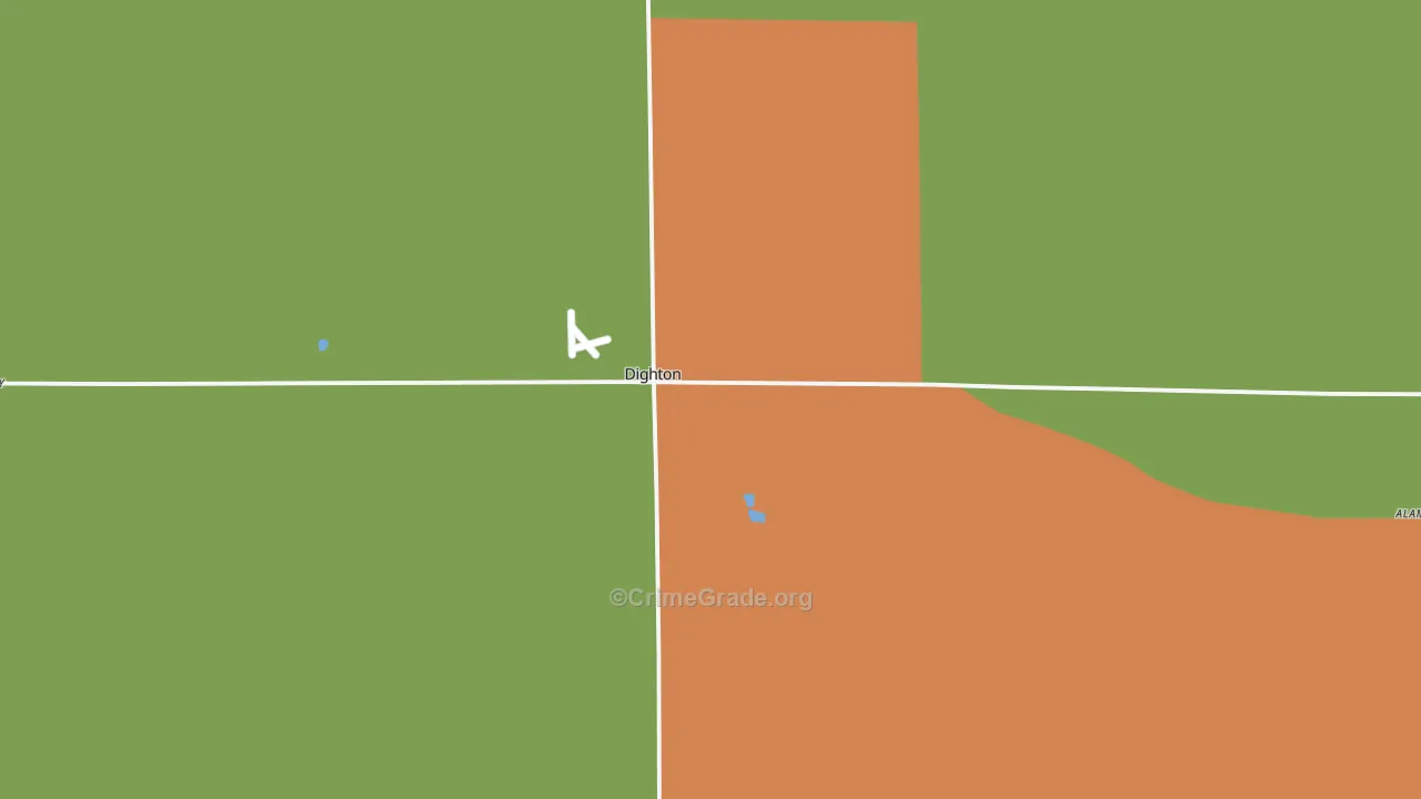 Dighton, KS Map of Burglary Rates