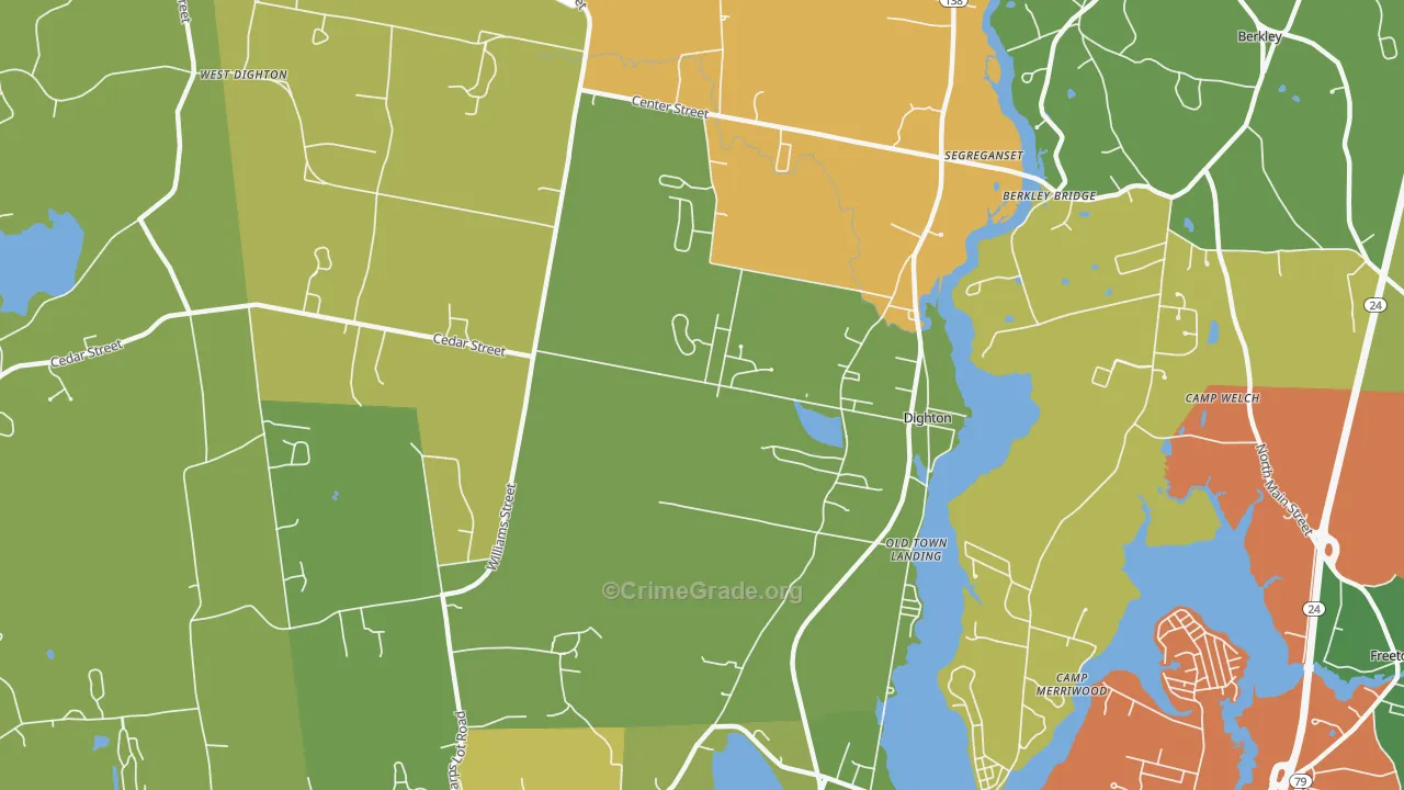 Dighton, MA Map of Burglary Rates