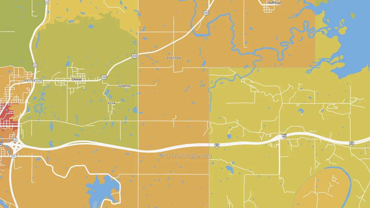 Dighton, OK Map of Burglary Rates