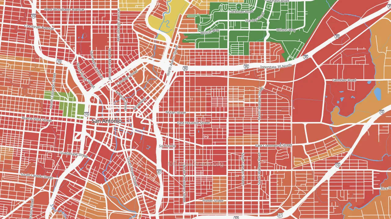 Dignowity Hill, San Antonio, TX Map of Burglary Rates