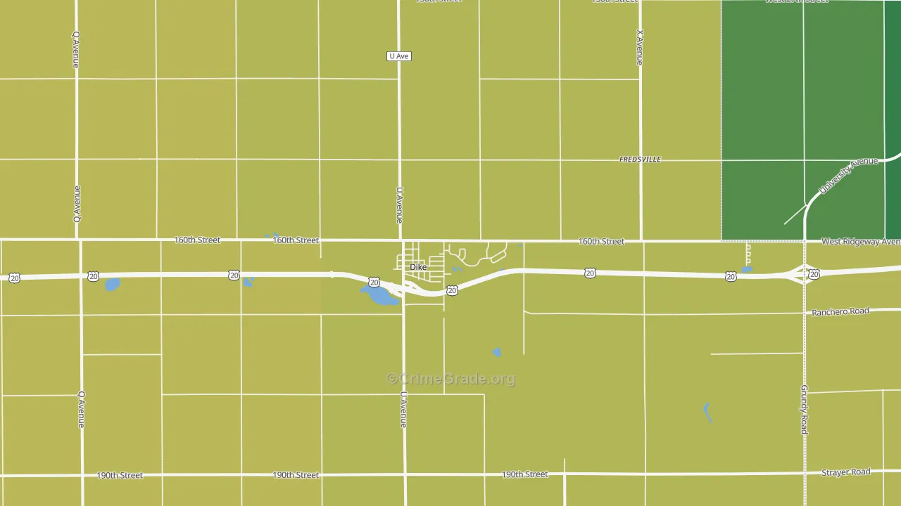 Dike, IA Map of Burglary Rates