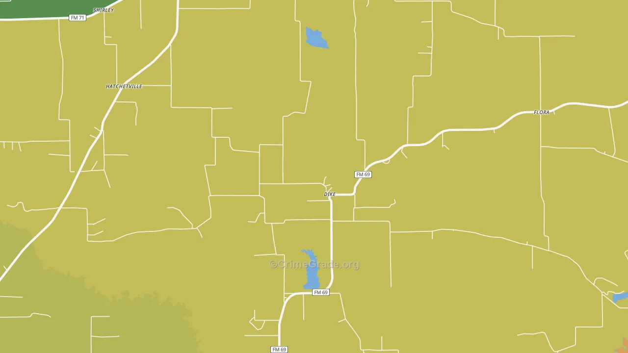 Dike, TX Map of Burglary Rates