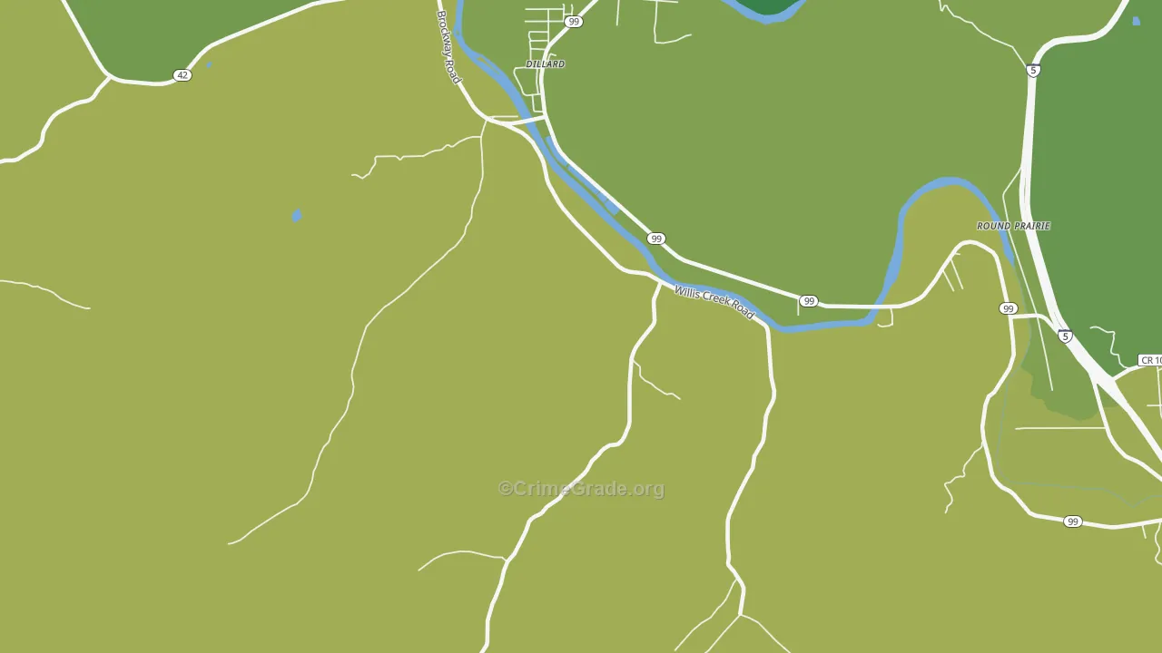 Dillard, OR Map of Burglary Rates