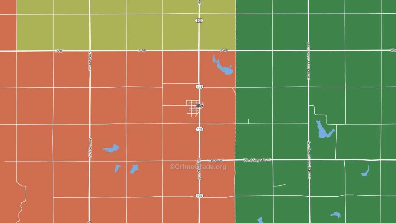 Diller, NE Map of Burglary Rates