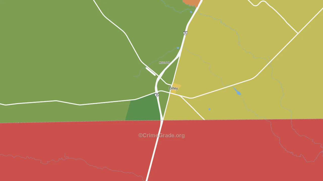 Dilley, TX Map of Burglary Rates
