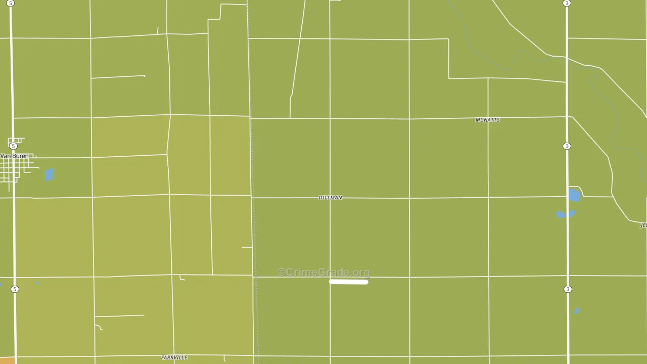 Dillman, IN Map of Burglary Rates