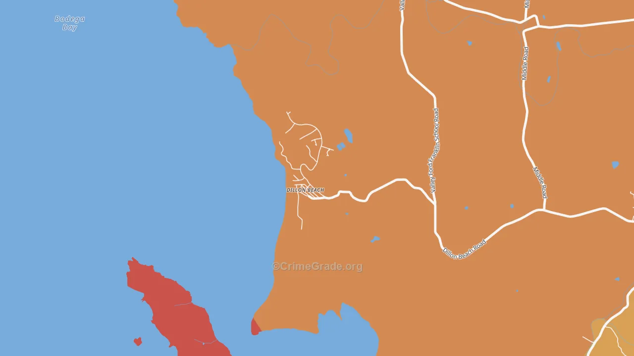 Dillon Beach, CA Map of Burglary Rates