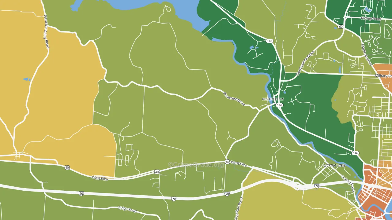 Dillon Falls, OH Map of Burglary Rates