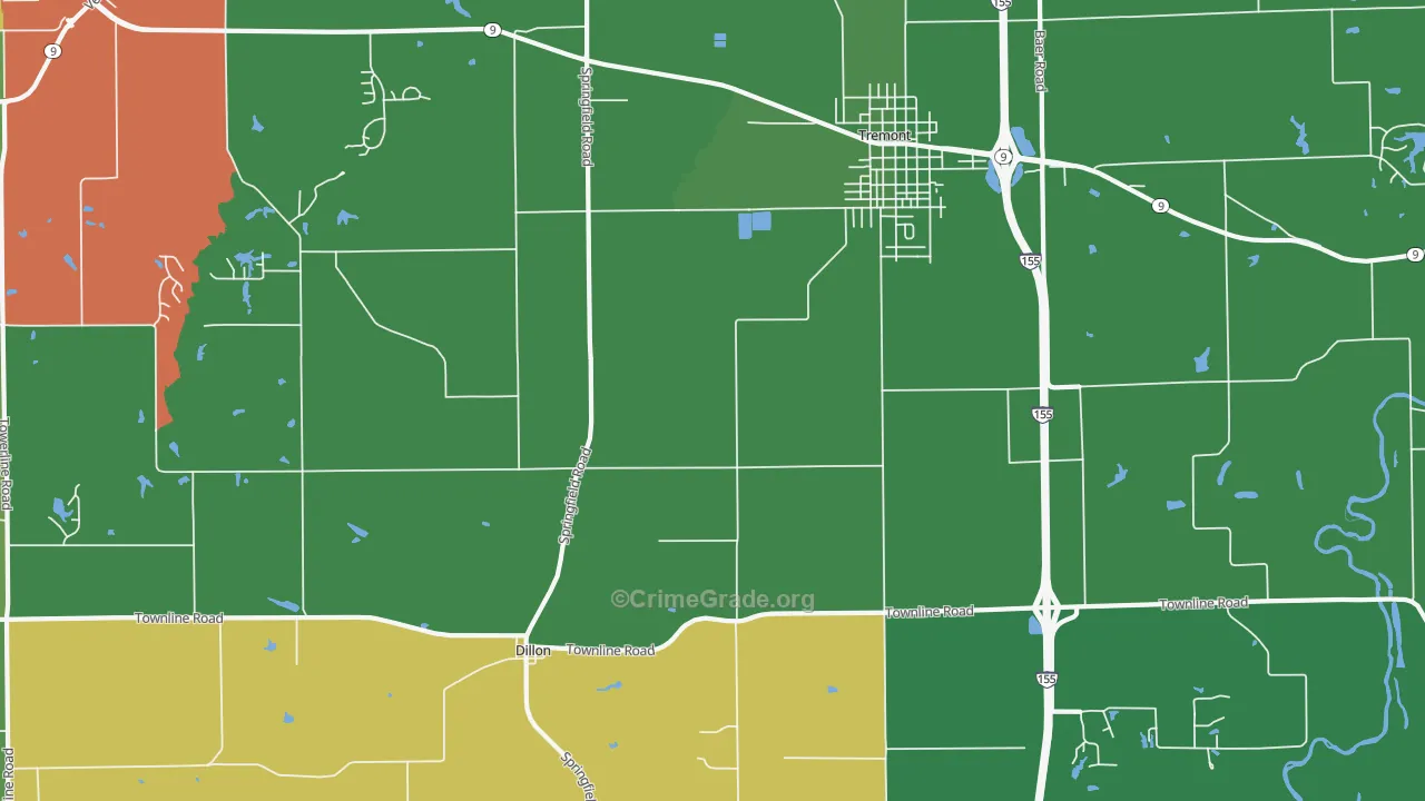 Dillon, IL Map of Burglary Rates