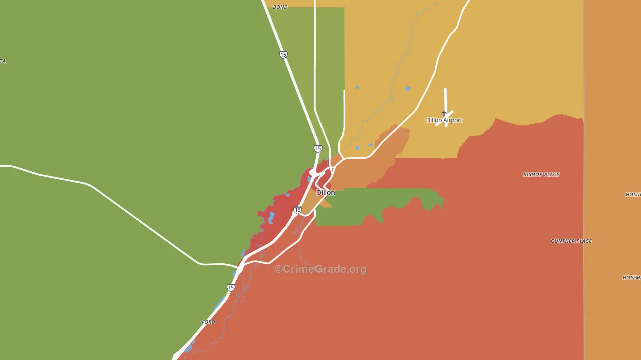 Dillon, MT Map of Burglary Rates