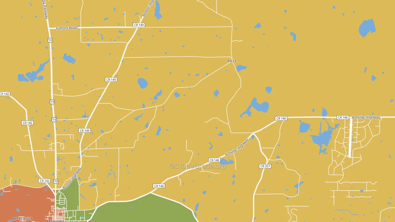 Dills, FL Map of Burglary Rates