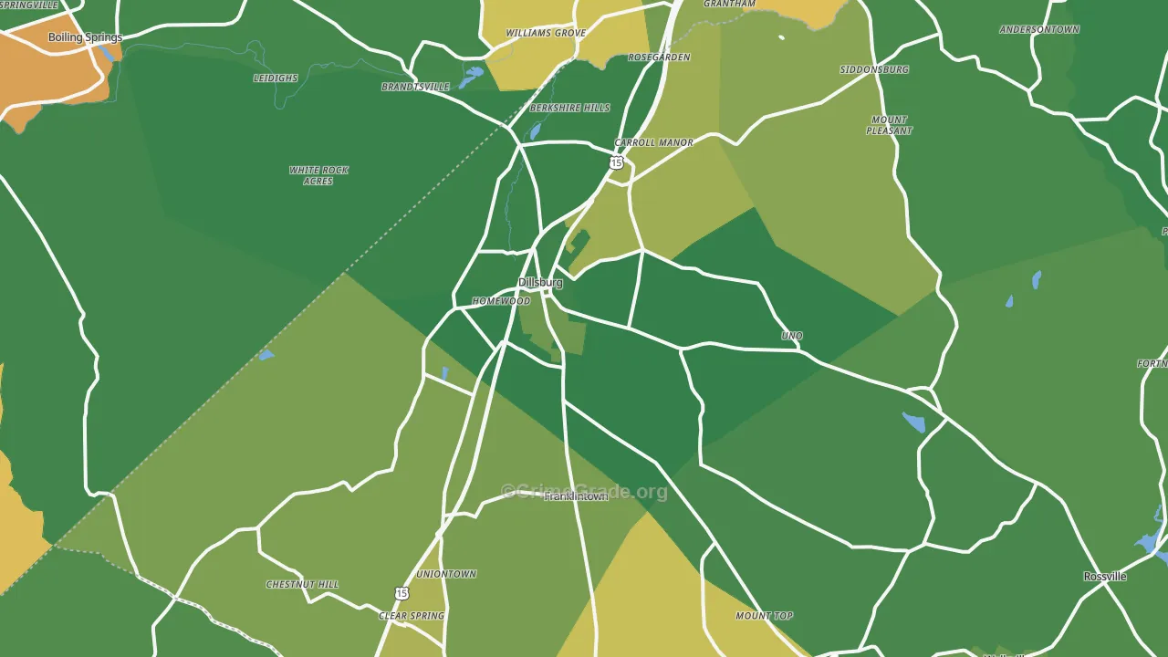 Dillsburg, PA Map of Burglary Rates