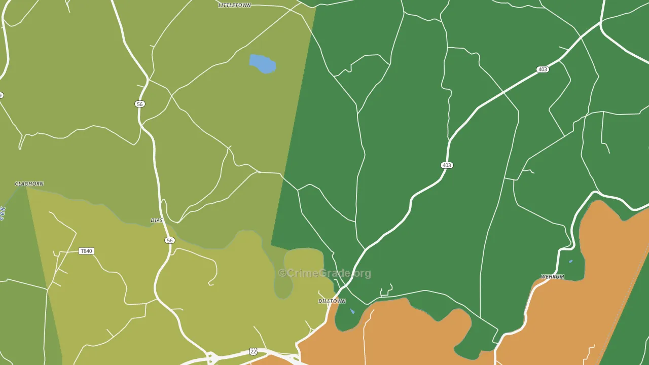 Dilltown, PA Map of Burglary Rates