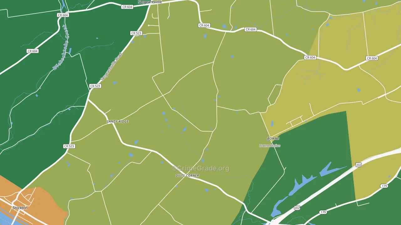 Dilts Corner, NJ Map of Burglary Rates