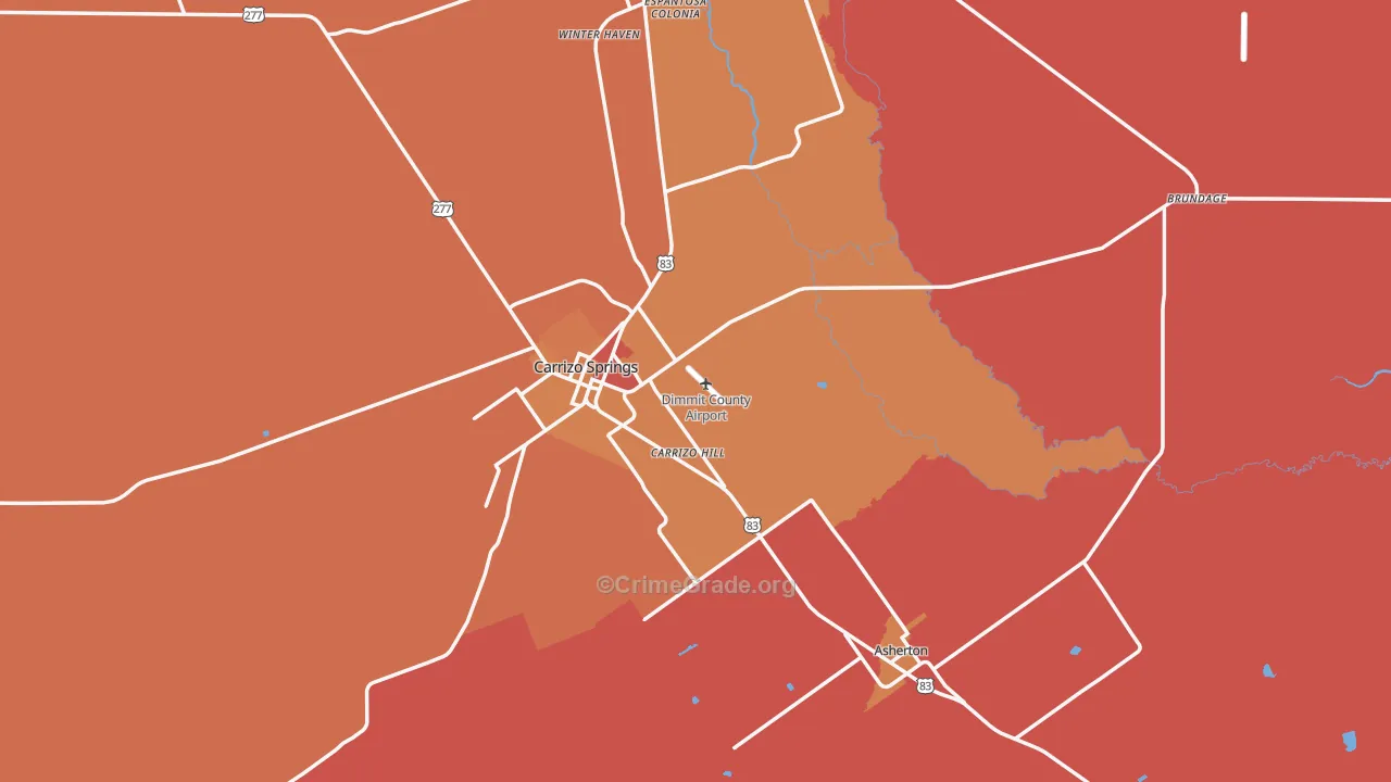 Dimmit County, TX Map of Burglary Rates