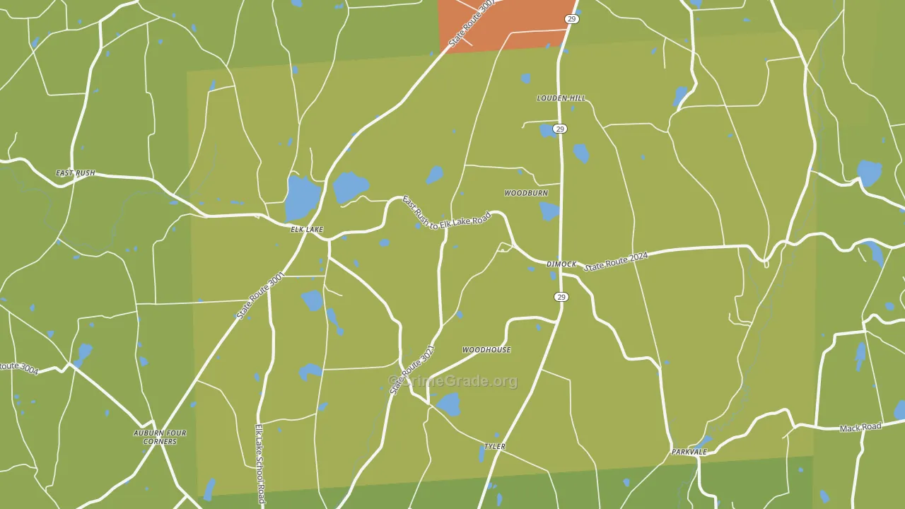 Dimock, PA Map of Burglary Rates