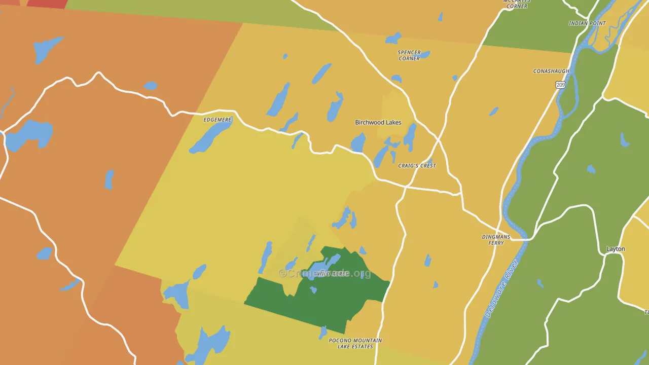 Dingmans Ferry, PA Map of Burglary Rates