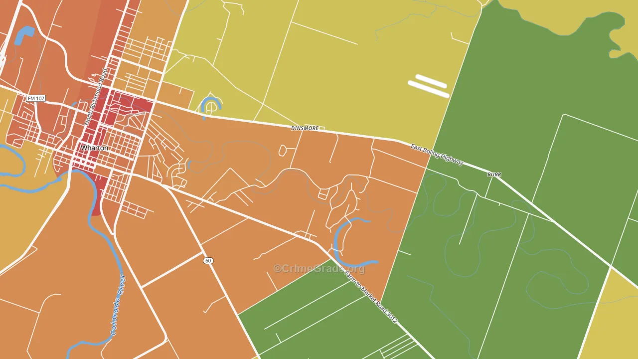 Dinsmore, TX Map of Burglary Rates