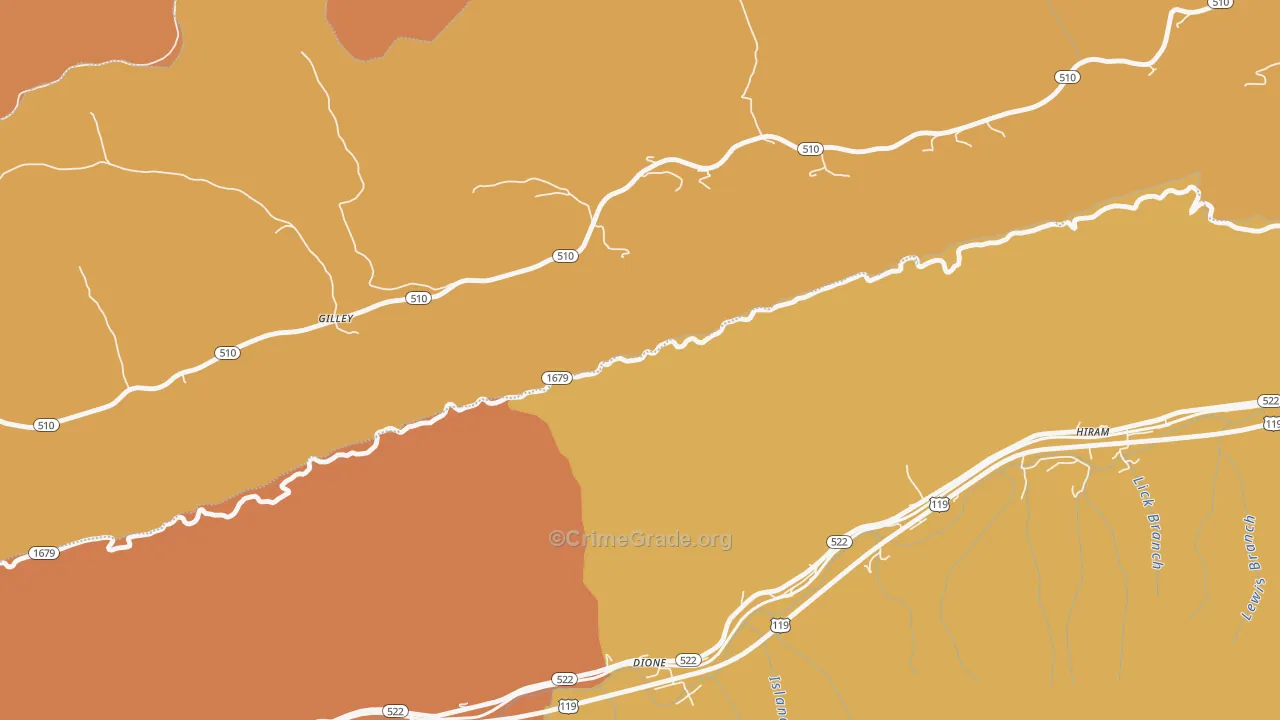 Dione, KY Map of Burglary Rates