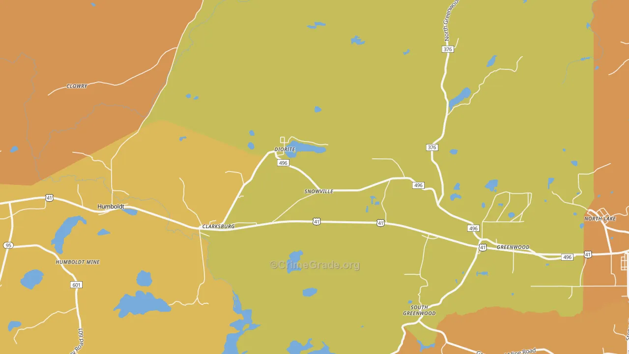Diorite, MI Map of Burglary Rates