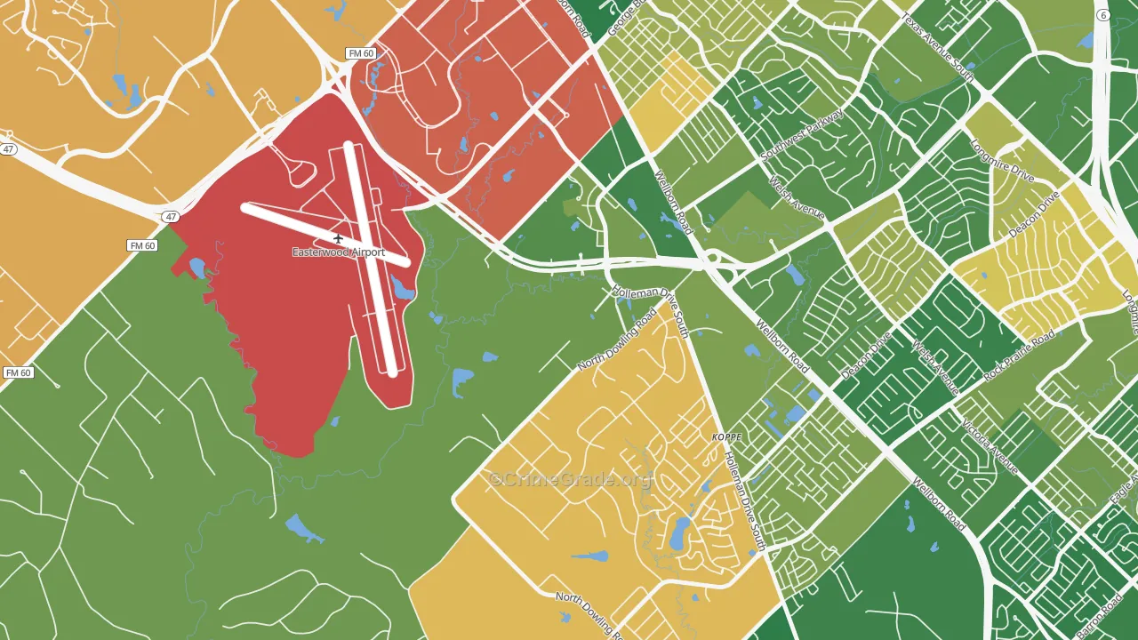 Disaster City, College Station, TX Map of Burglary Rates