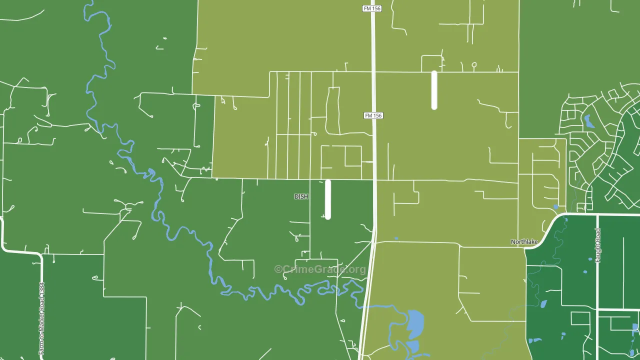 DISH, TX Map of Burglary Rates