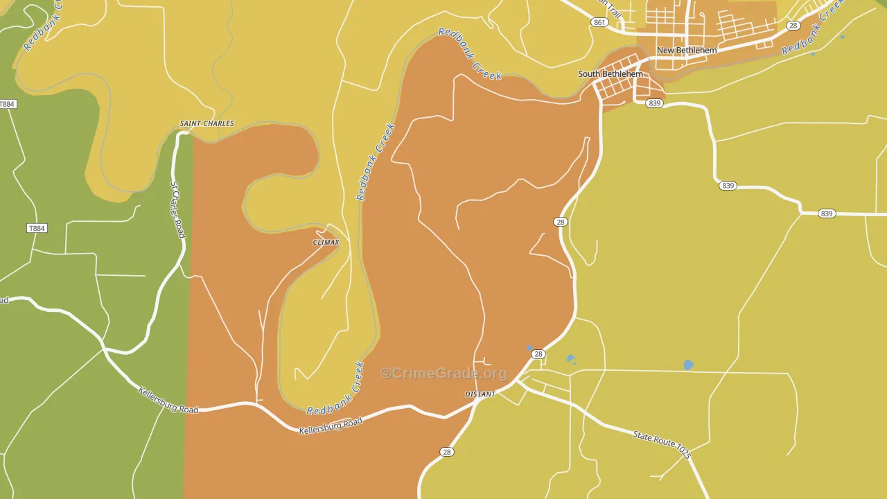 Distant, PA Map of Burglary Rates