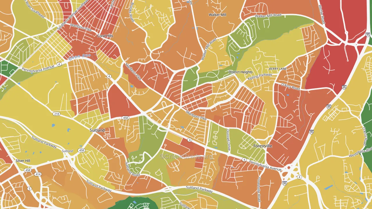 District Heights, MD Map of Burglary Rates