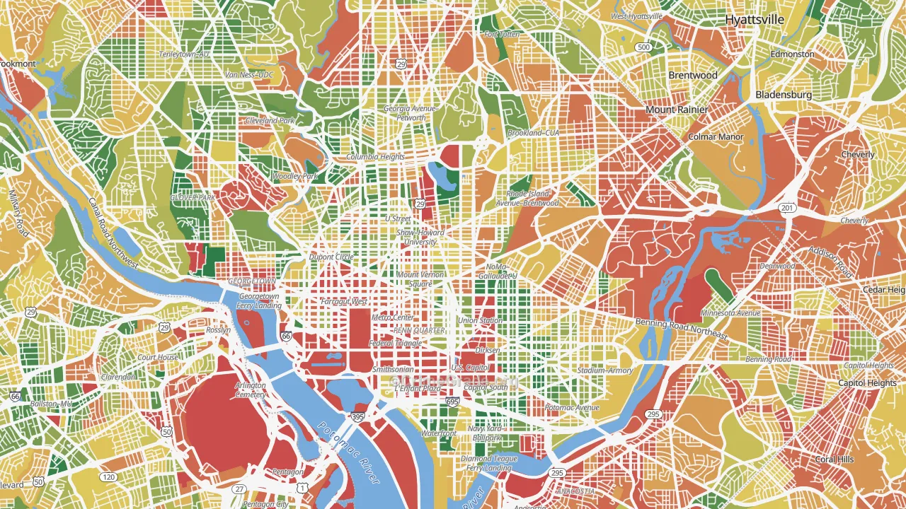 District of Columbia Map of Burglary Rates