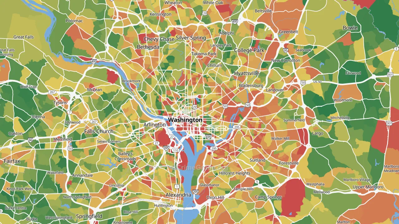District of Columbia Map of Burglary Rates
