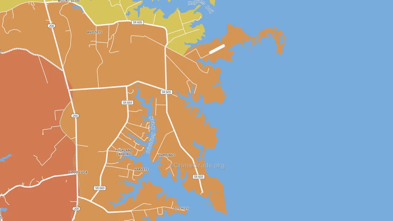 Ditchley, VA Map of Burglary Rates