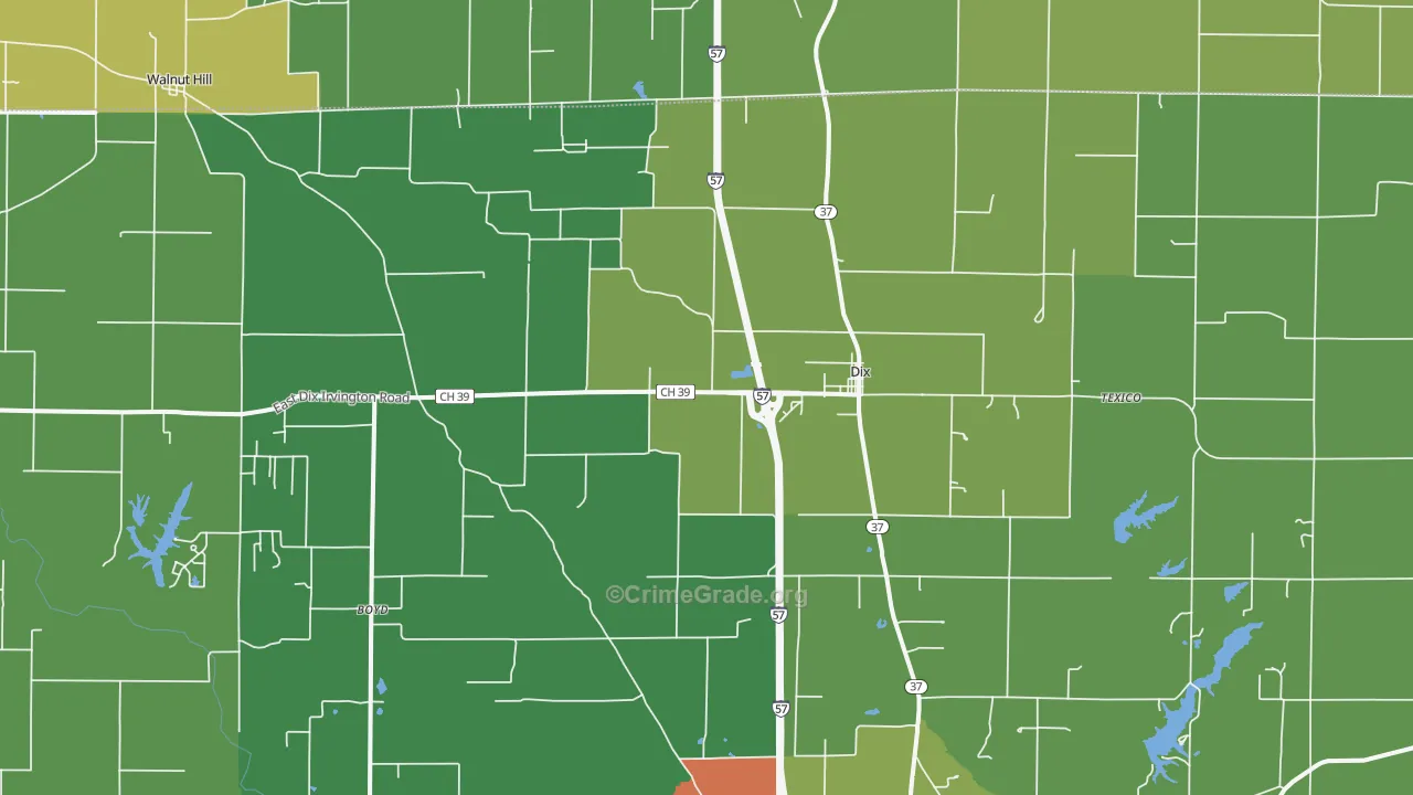 Dix, IL Map of Burglary Rates