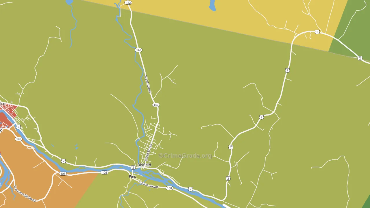 Dixfield, ME Map of Burglary Rates