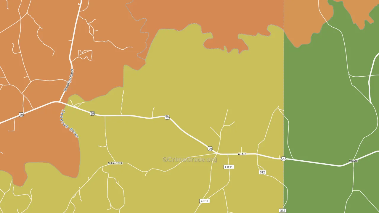 Dixie, AL Map of Burglary Rates