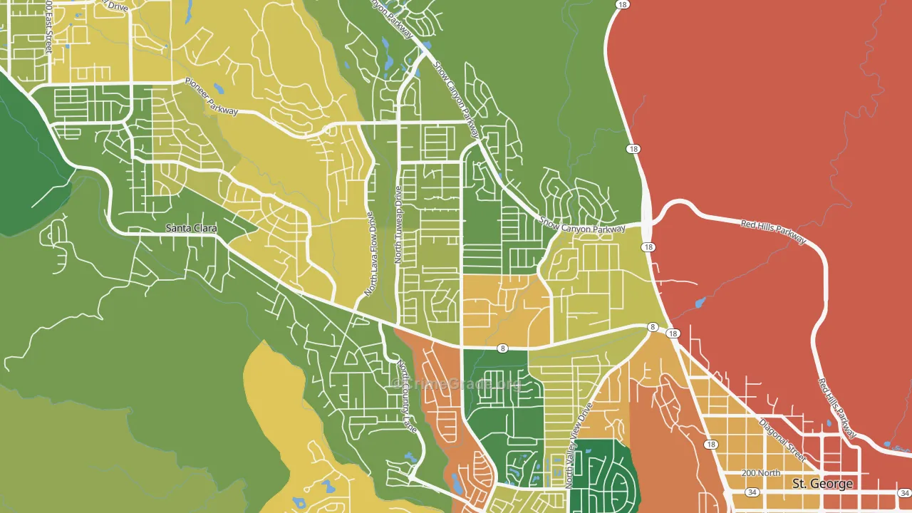 Dixie Downs, St. George, UT Map of Burglary Rates