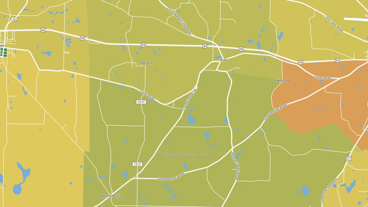 Dixie, GA Map of Burglary Rates