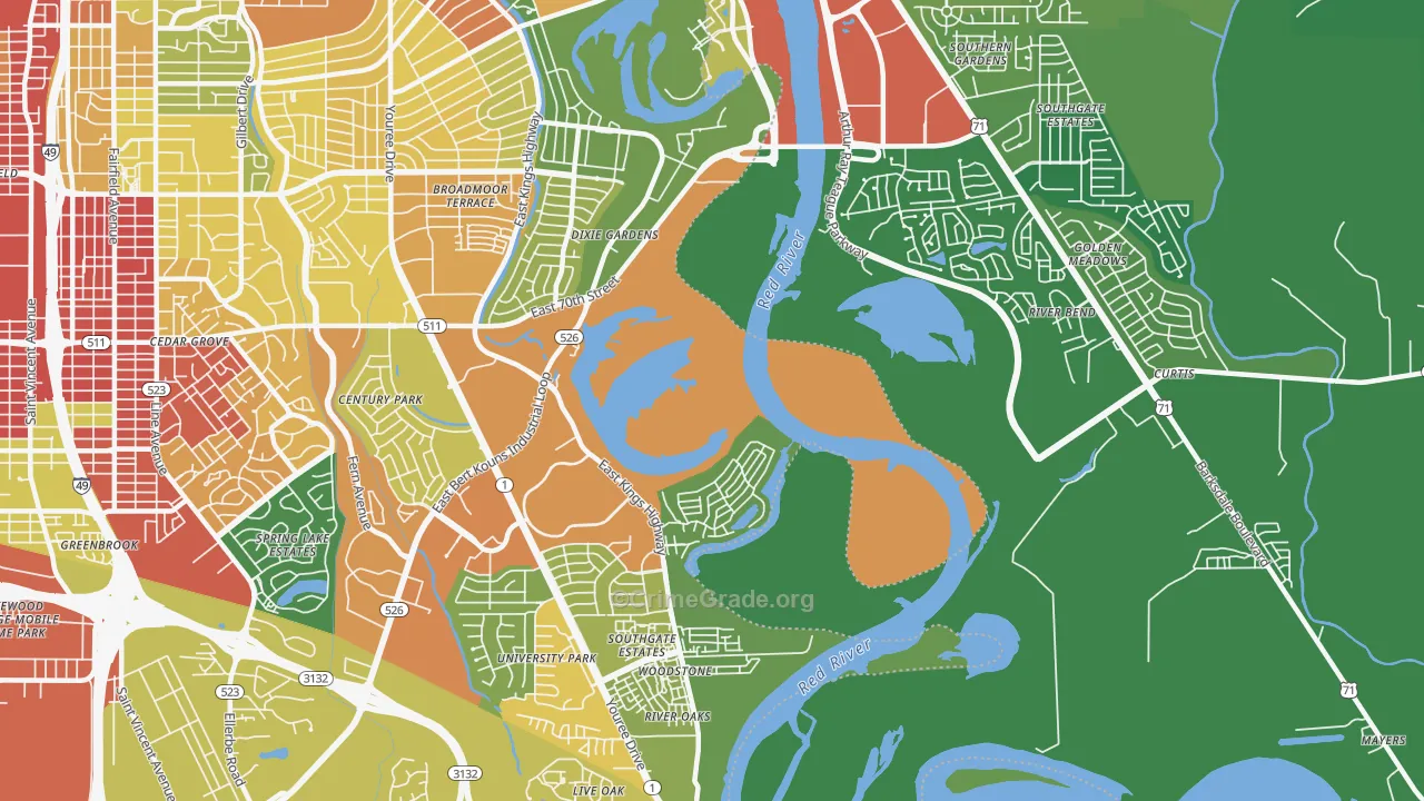 Dixie Gardens, LA Map of Burglary Rates